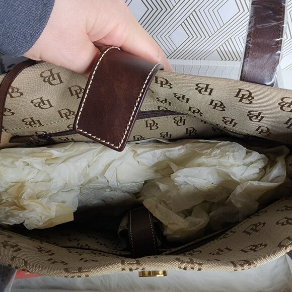 DOONEY AND BOURKE signature anniversary canvas & leather tote bag - Picture 5 of 6